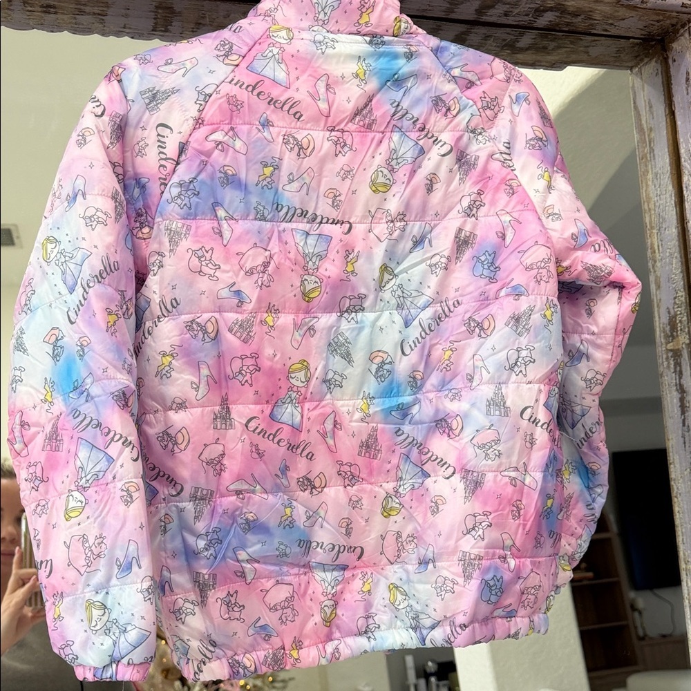 Authentic Disney Cinderella Kids Puffer Jacket - Pink and Light Blue - Picture 4 of 5